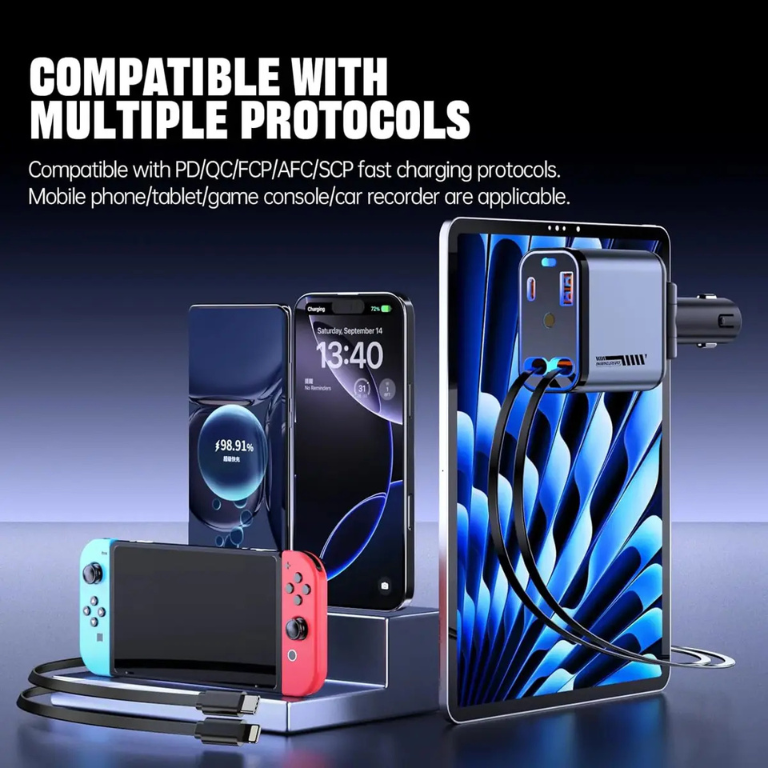 120W Retractable Car Charger with Starlight