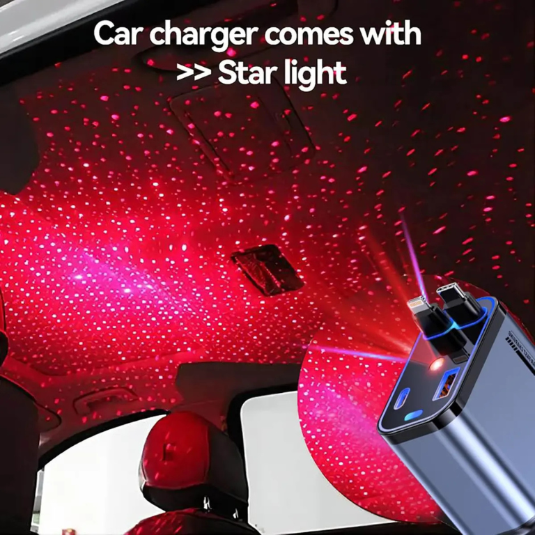120W Retractable Car Charger with Starlight