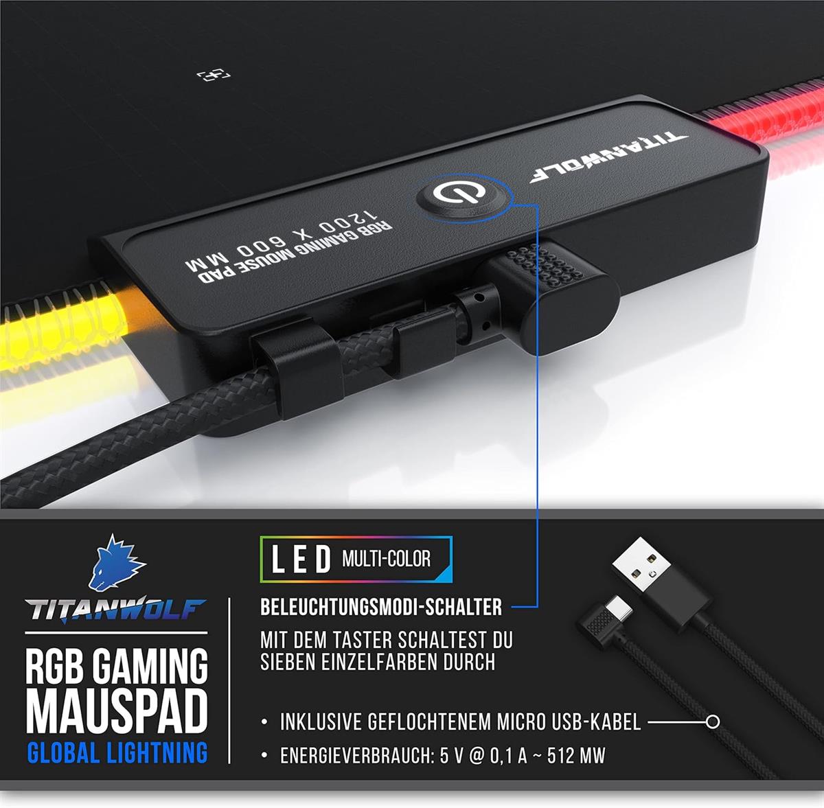 Titanwolf - XXXL RGB Gaming Mouse Mat