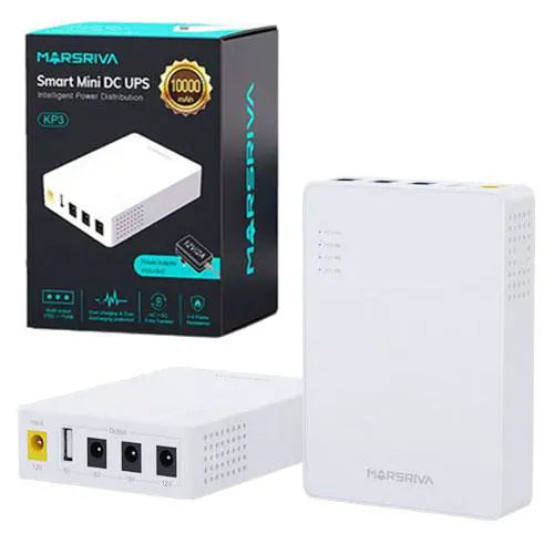 MARSRIVA KP3 10000mAh Smart Mini DC UPS 12V to 5V USB and 5V 9V 12V Adapter