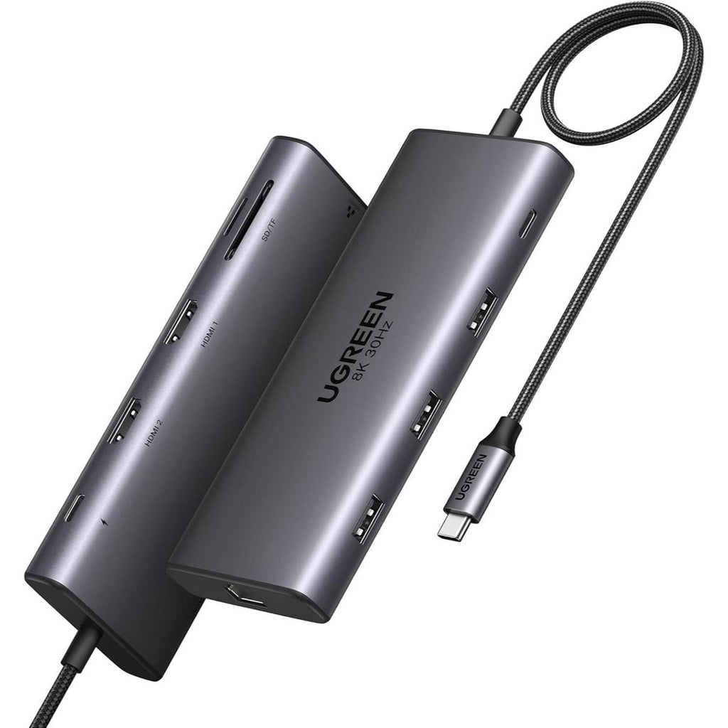 UGREEN Revodok Pro 210 Docking Station 10 in 1 USB C Dock Dual HDMI 4K@60Hz Single 8K@30Hz 100W PD 5Gbps USB C and USB A Data Ports Gigabit Ethernet, SD/TF Card Reader USB Hub Compatible for HP, Dell
